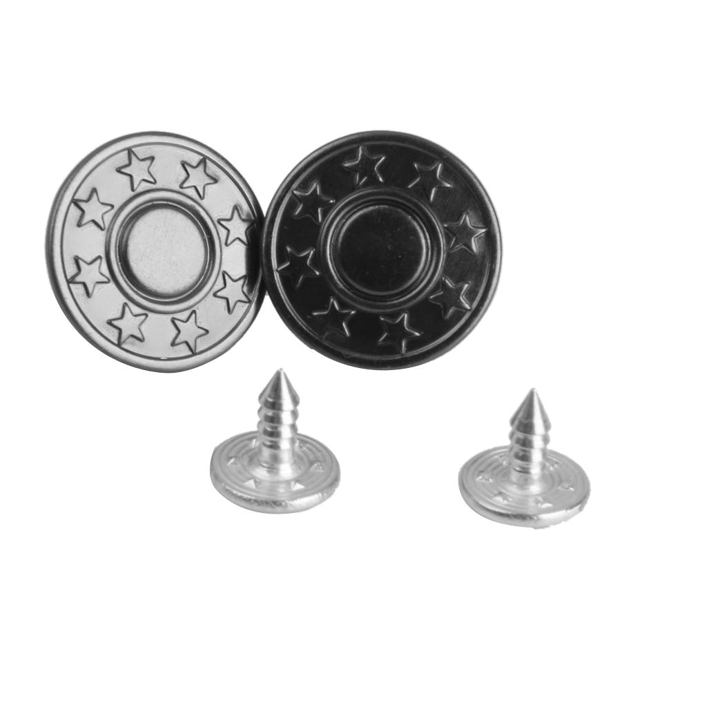 50 ks Knoflík Džínové knoflíky Knoflík na kalhoty Šití 17 mm Černý