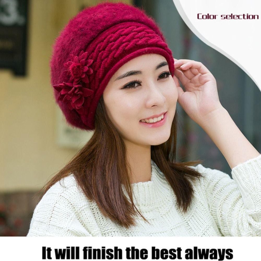 Casual Keep Warm Cap 5 Colors Rabbit Fur Cap Accessories Knitted Visor Winter