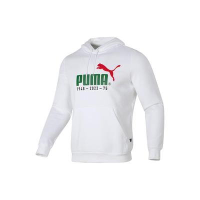Puma Letter Print Hooded Fleece-Lined Casual Sport Long Sleeve Sweatshirt Men Tops White 678413-02