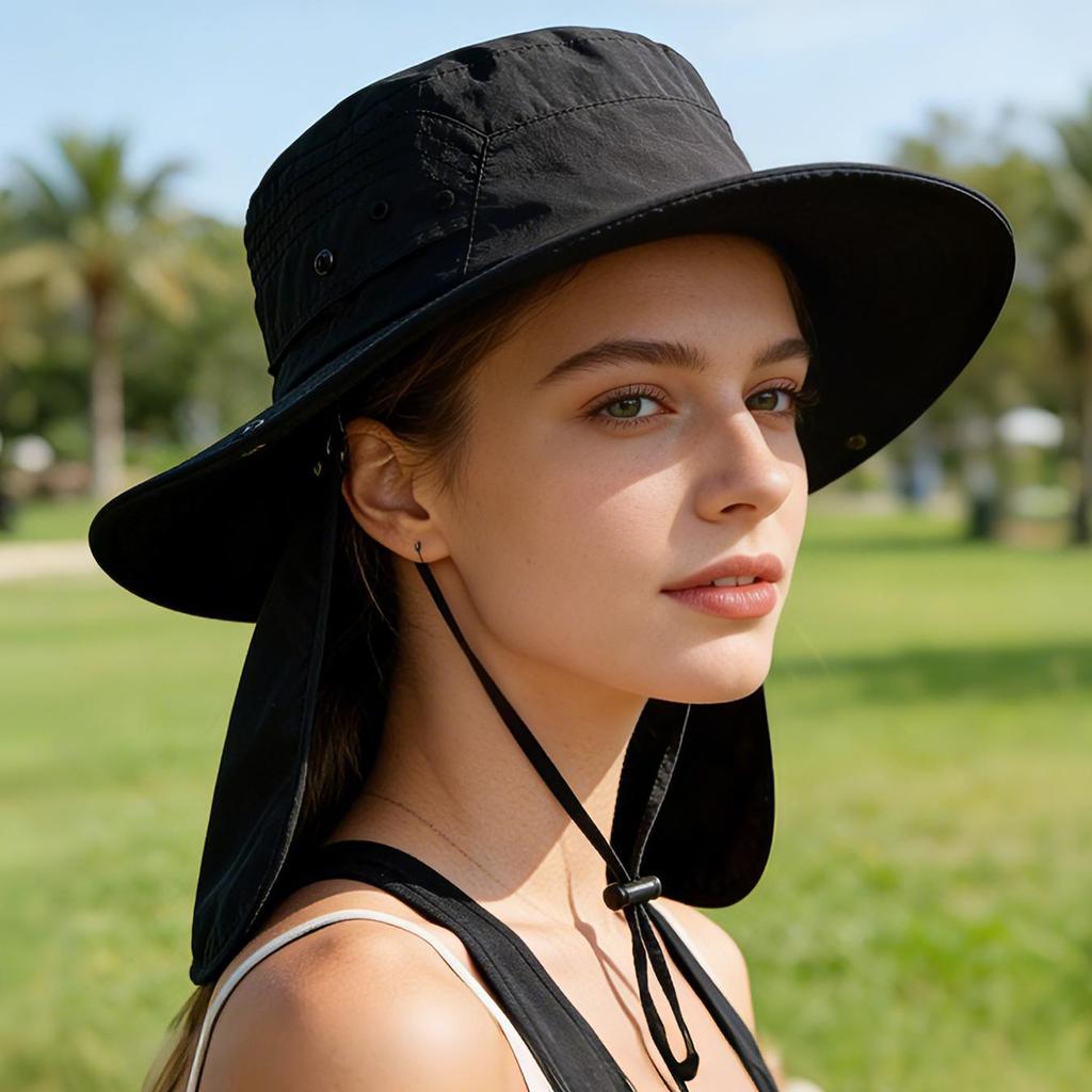 Cappello Parasole Pieghevole con Copricollo, Cappello a Secchiello Leggero per Uomo e Donna, Perfetto per Escursioni e Spiaggia