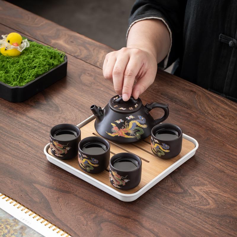 Chinesischer Stil Farbwechselndes Tee-Set Lila Ton Tragbare Teekanne Outdoor Reise Keramik Kung Fu Tee-Set Teetasse Teegeschirr Geschenk