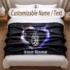 Juventus FC Printed Flannel Blanket Custom Name Text Soft Warm Throw For Bedroom Holiday Gift