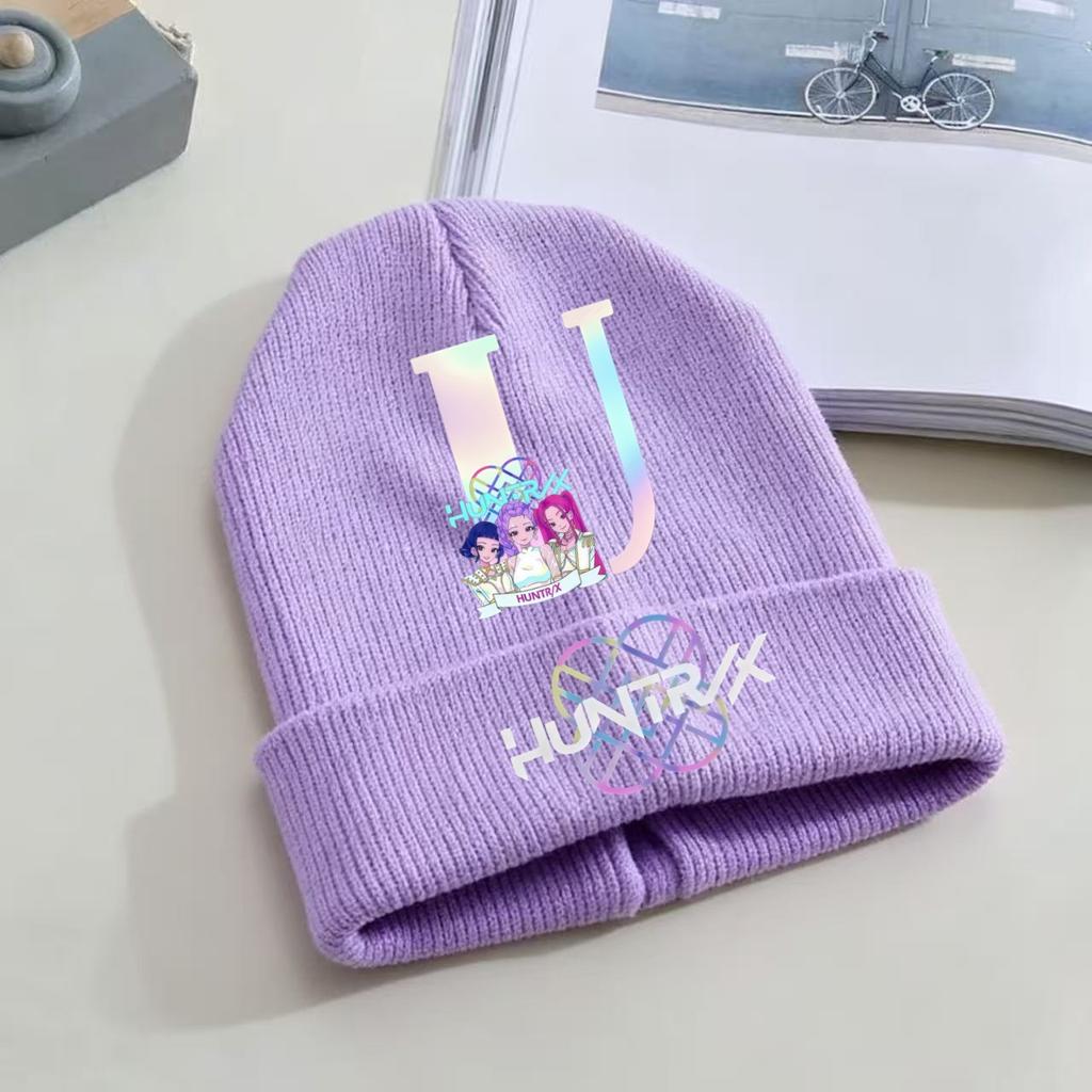 Kpop Dämonenjäger Kinder Strickmütze - A-Z Buchstabe/Anime Cartoon Beanie, Winterwarme Skullies für Kleinkind/Mädchen Geburtstagsgeschenk