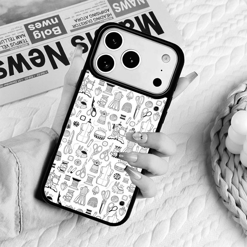 Sewing Machine Pattern Phone Case For IPhone 17 16e 15 14 13 12 11 Pro Max Air Mini Soft Protective Cover