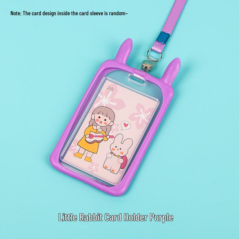 Creative Cartoon ID Card Holder with Lanyard - Cute, Transparent, and Waterproof for Students and Employees