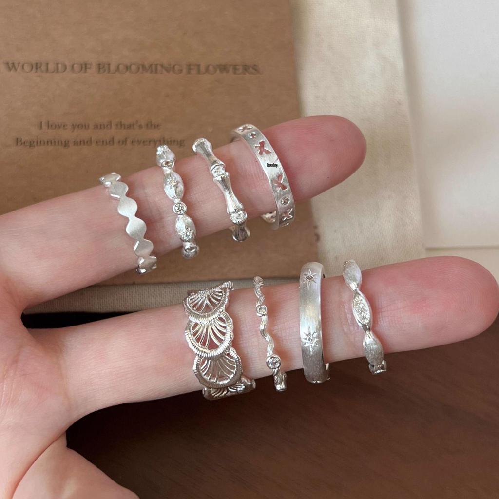 925 Sterling Silver Retro Brushed Open Finger Ring - Women's High-End Niche Light Luxury, Trendy and Non-Fading.