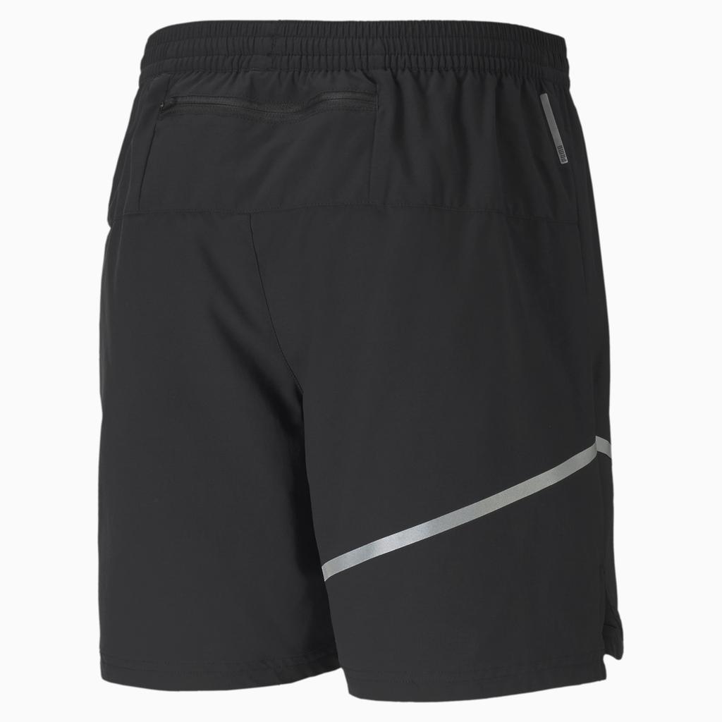 Puma Reflective Stripe Logo Running Shorts Men Bottoms Black 519371-01