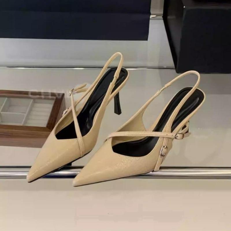 Neue schwarze Damen-Pumps mit spitzer Zehenpartie, Slingback-Riemen und gekreuzten Riemen – bequeme Abendschuhe mit Knöchelriemen und Schnalle (Modelljahr 2026)