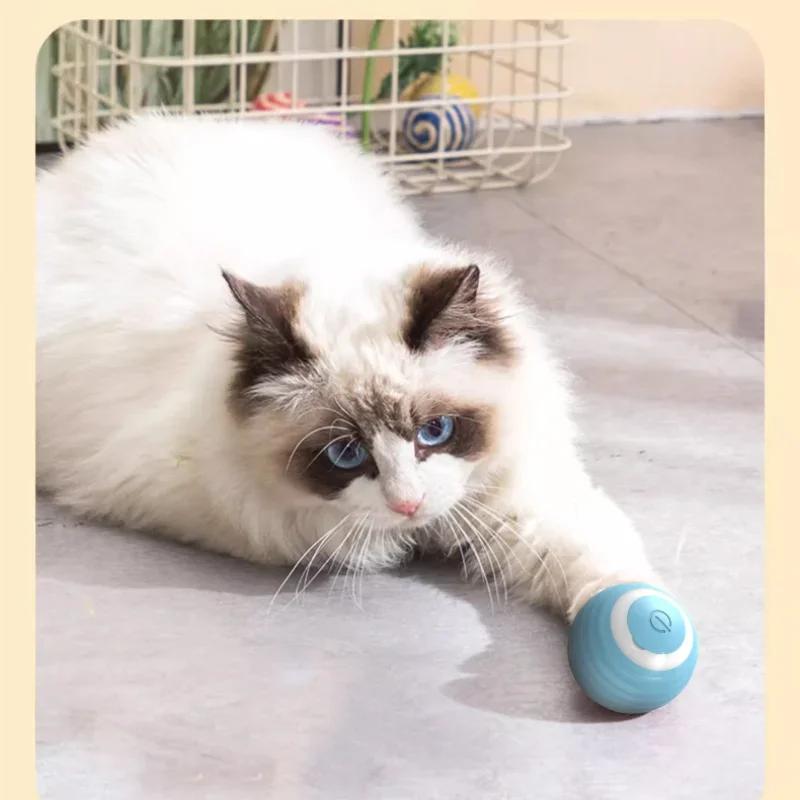 Intelligenter Katzenspielzeugball, elektronisch, interaktives Haustierspielzeug, beweglicher Ball, USB, automatisch beweglicher Hüpfball für Welpen, Geburtstagsgeschenk, Katzenprodukt