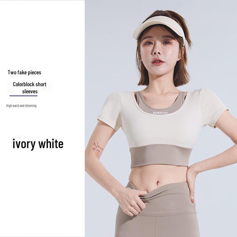 New Color Match Quick-Dry Bra-Free Yoga & Pilates Fitness Suit - Women's Short-Sleeved Two-Piece