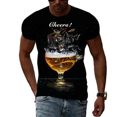 Summer Casual Taste Beer Graphic T Shirts For Men Fashion Personality Harajuku Style T-shirt Hip Hop 3D Print Short Sleeve Top