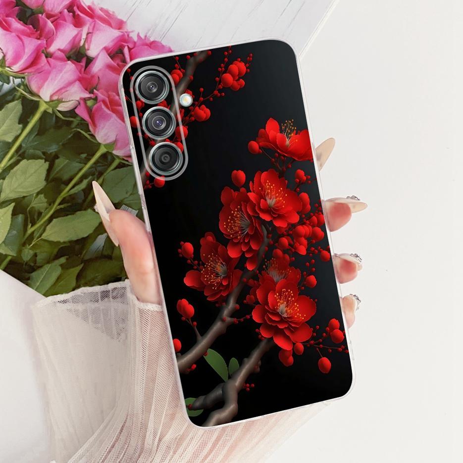 Etui do Samsung Galaxy M55 SM-M556B Nowe Kwiaty Motyl Malowane Pokrowiec Miękki Silikonowy Etui Do Samsung M55 M 15 Galaxy M15 Torby