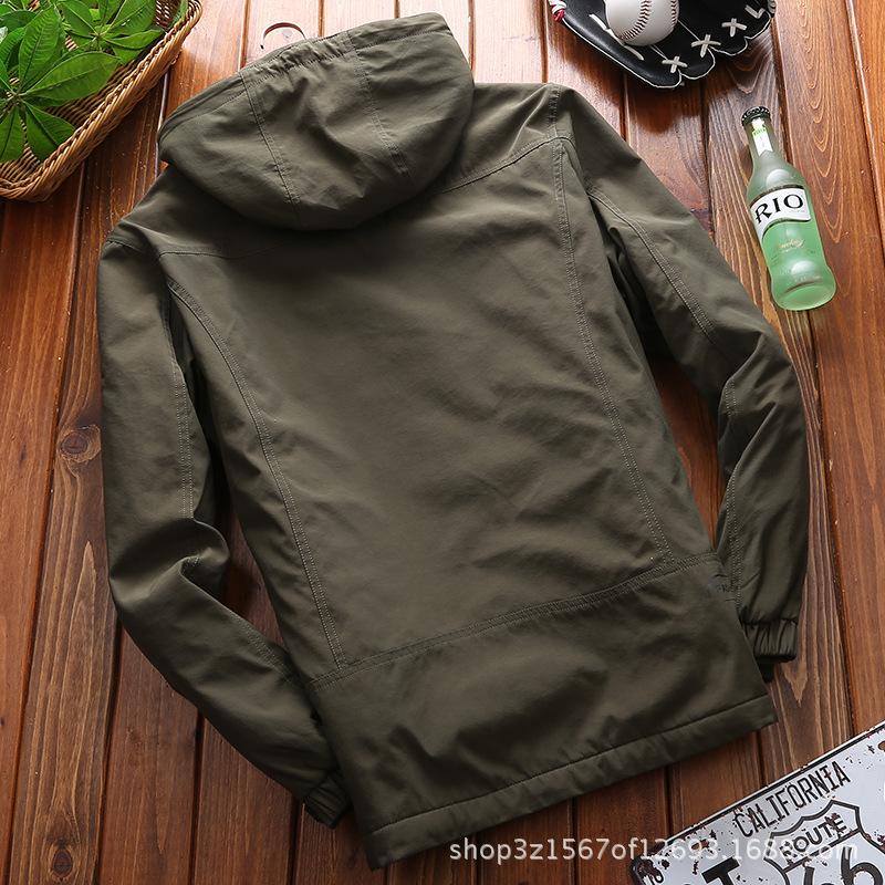 Autumn and Winter New Thickened Outdoor Men's Stand-up Collar Hooded Jacket Winter