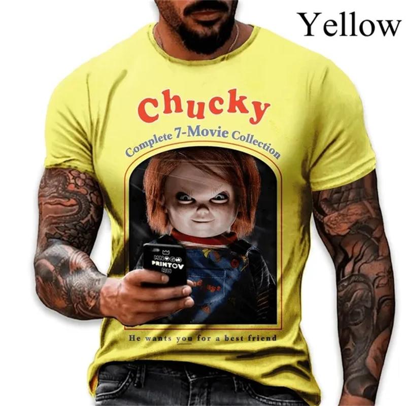 New Fashion Horror Movie Bride Of Chucky 3D Print Casual T-Shirt Men's Short Sleeve Tops Cool High Quality Tshirts Tee Clothing