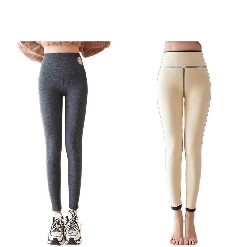 Extra Thick Lamb Wool Thermal Pants High Waist High Elastic Tight Body Piled Thickened Leggings Cotton Pants Winter