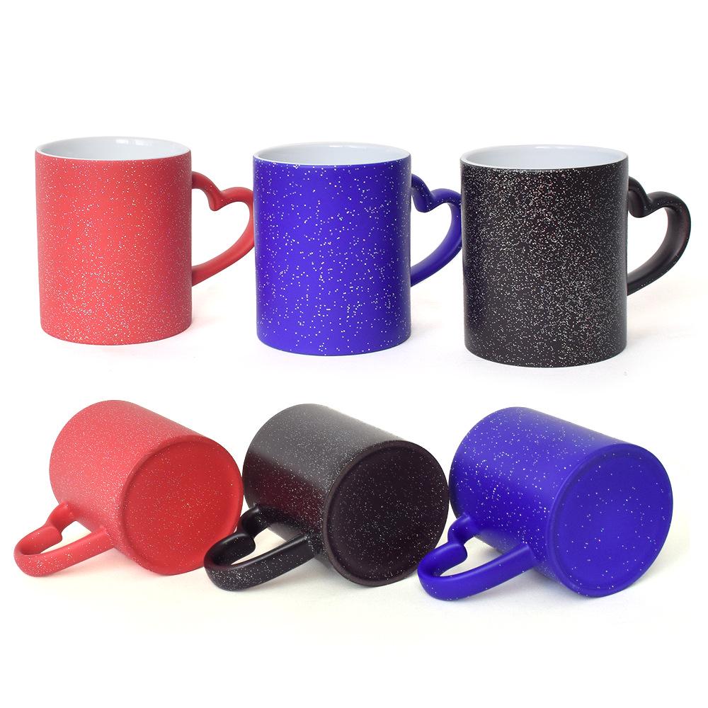 Starry Sky Heart Handle Temperature-Sensitive Color-Changing Cup with Customizable Image Logo