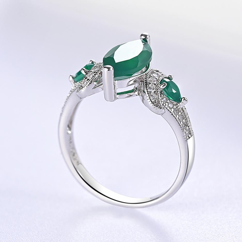 Unik sølvring med 2,1 ct grønn agat naturlige edelstener fine smykker for kvinner kone daglig bruk fin gave