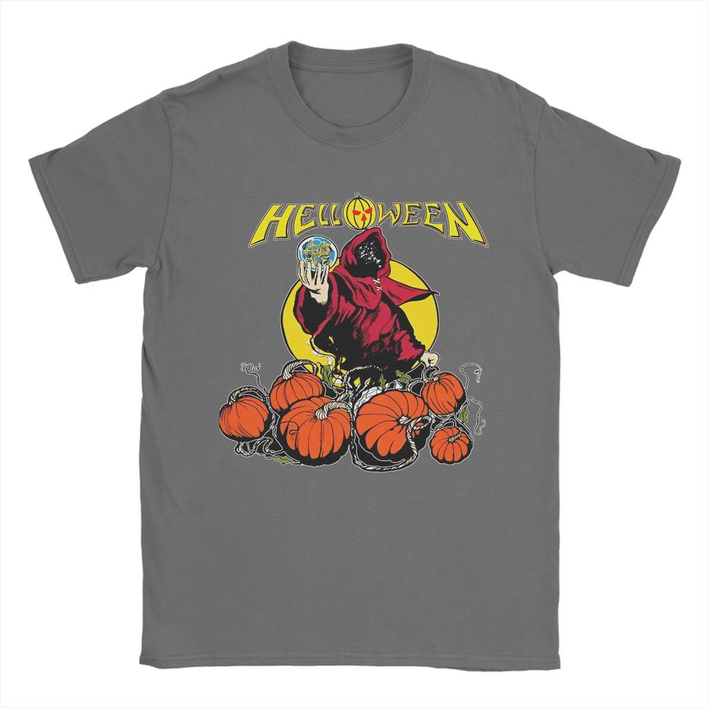 Heavy Metal Helloween Kapela Pánské Bavlněné Vintage Tričko s Kulatým Výstřihem Německé Power Rockové Tričko s Krátkým Rukávem Oblečení Plus Size