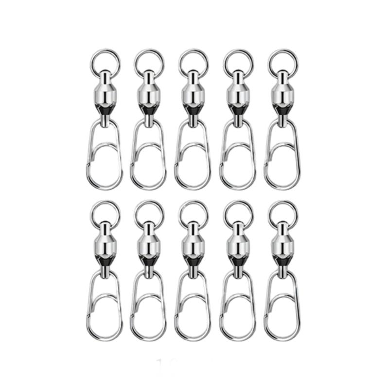 10Pcs Fast Speed Bearing Fishing Swivels Snap Connectors Stainless Steel Link Rings For Lure Tackle And Baiting