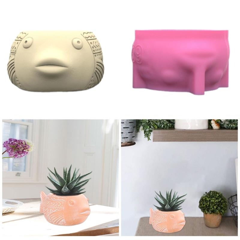 Creative Silicone Planter Mold Unique Succulent Vase Molds Fish Shape Flexible Silicone Molds Gift for Craft Enthusiasts