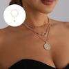 Old School Coin Necklace With Motivational Portrait Pendant Alloy Collarbone Chain For Casual And Creative Gatherings