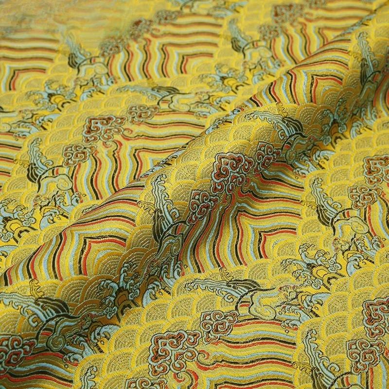 100x150cm Brocade Faux Silk Metallic Gold Fabric Spring Summer Sofa Cushion Qipao Tang Suit Material Breathable