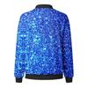 Women's Fashion Long Sleeve Sequin Print Round Neck Zip Jacket