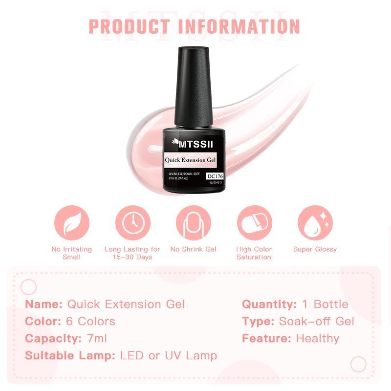MTSSII 7ml Quick Extension Gel mléčně bílá Nude Pink Construct Hard Gel Semipermanentní UV LED gel Quick Building Nail Art