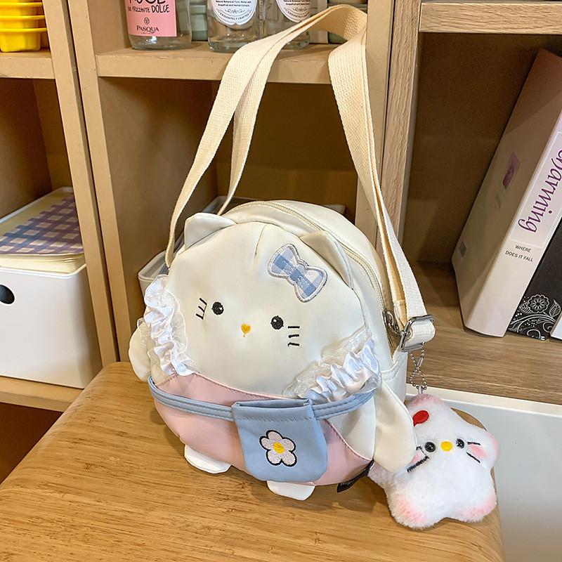 Kids Nylon Cat Backpack Colorful Options Casual Wear Light Load Reduction