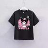New Childrens Tshirt Cute Kuromi Style Pure Cotton Printed Parentchild Outfit Round Neck Casual Versatile Pure Cotton Top