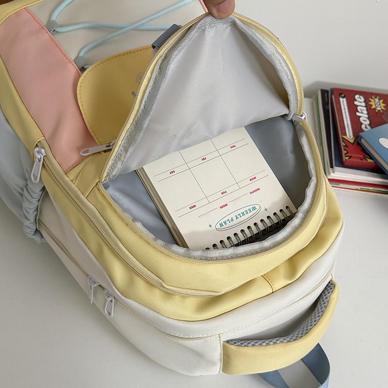 Contrast Color Student Bag Junior High School Student Backpack Women's Travel Lightweight Backpack