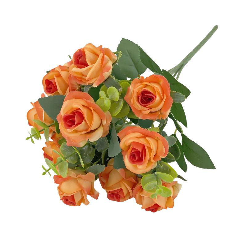 Realistic Eucalyptus and Small Rose Artificial Flowers for Living Room Decoration