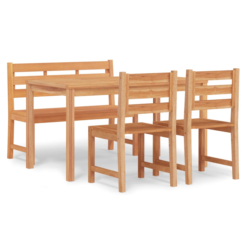 4 Piece Garden Dining Set Solid Teak Wood