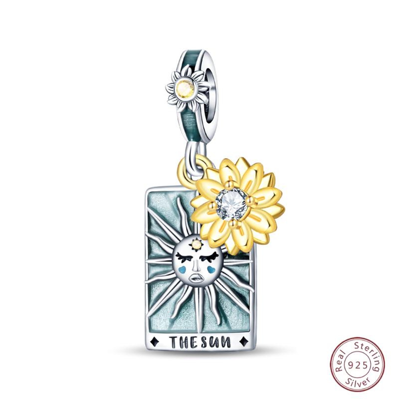 Copper Beaded Pendant Sun Moon Star Magic Tarot Vitality Suitable For Original 3Mm Bracelet Women Exquisite Jewelry