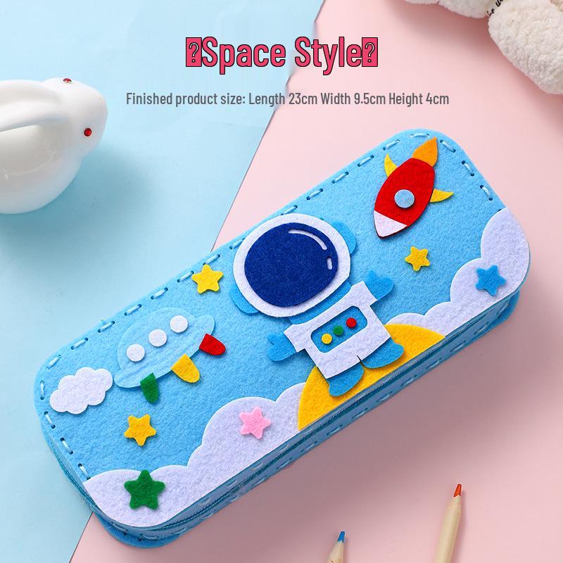 Cartoon Pencil Case for Students and Children: DIY Sewing Kit with Non-Woven Fabric.