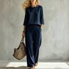 Women's Casual Two-Piece Set with Button Color Loose Fit for Everyday Wear