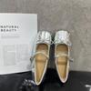 French Flat-bottomed Silver Bow Versatile Mary Jane Shoes 2025 New Summer Light Mouth with Skirt Ballet Shoes