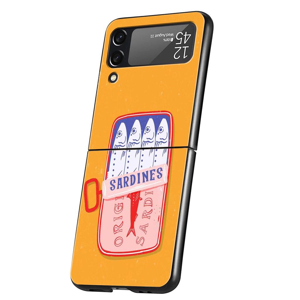 Case for Samsung Galaxy Z Flip 3 4 5 6 7 Folding Black Shell For Samsung Z Flip4 Flip5 PC Hard Cover Sardines aquatic product
