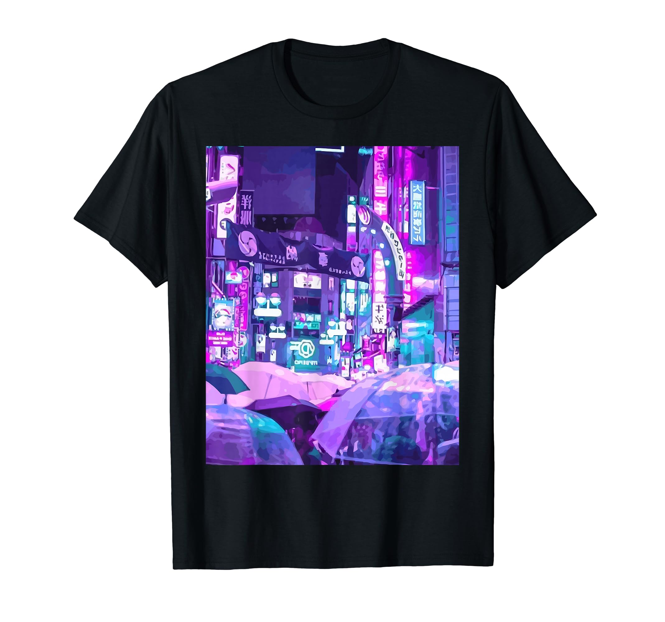 Cyberpunk City Sci-Fi Night Tokyo Japan Urban Noir Dystopia T-Shirt