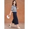 Women's Striped Button-Up Top & Cropped Pants Two-Piece Set