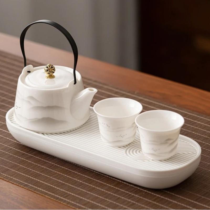 Enamel Cloisonn É Silver Tea Set High End Household Set of 1 Pot and 2 Cups Small Ceramic Kung Fu Teapot Tea Cup for Two People
