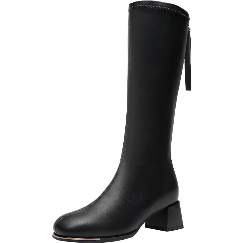 ZHR Women s Chunky Heel High-Tube Knight Boots 37