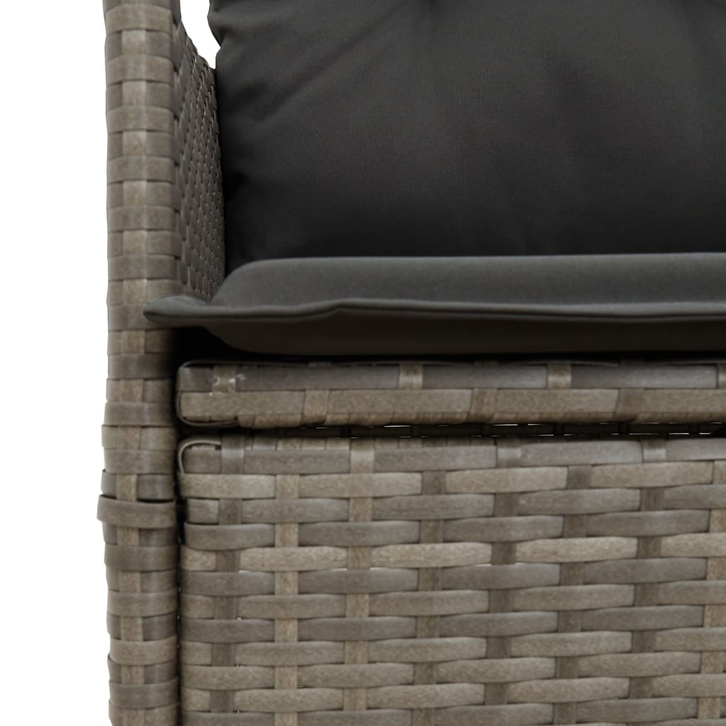 Garden Armchair with Cushions 2 pcs Adjustable Grey Poly Rattan