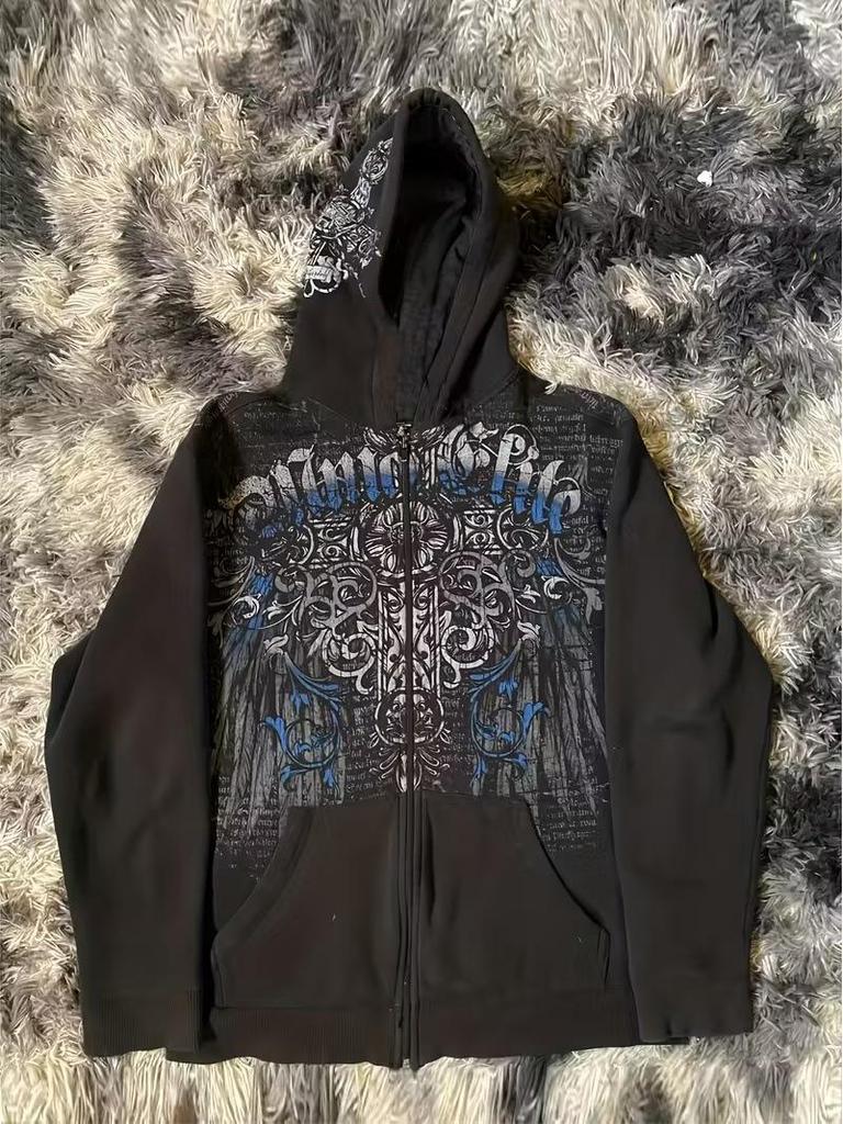 2025 European Autumn 3D Print Zipper Hoodie - Retro Y2K Style