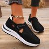 Women's Autumn Casual Single Shoes Cross-border Platform Flying Weaving Breathable Velcro Casual Mesh