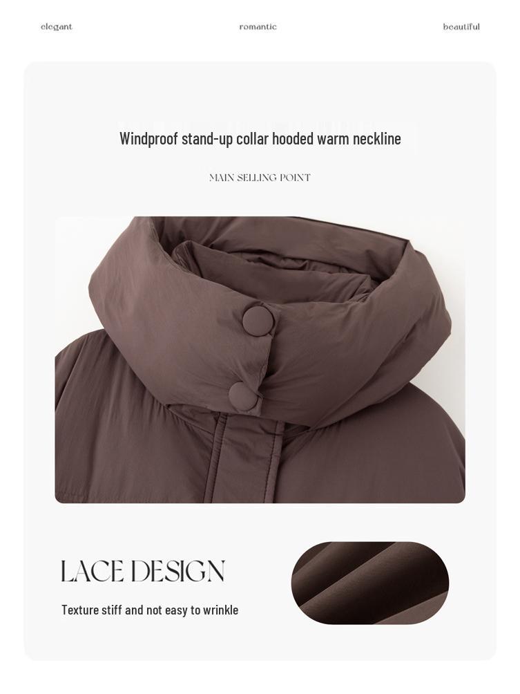 Women's High-End Extra Long White Duck Down Hooded Coat with Large Pockets - YJ6852