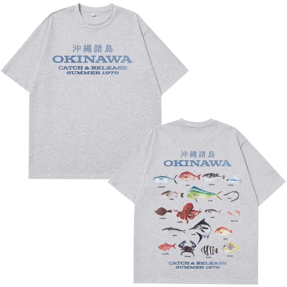 Okinawa Ocean Fish Graphic T-Shirt Fashion Funny Sea Life Novelty Harajuku TShirts Men Women Summer Cotton Vintage Oversized Tee