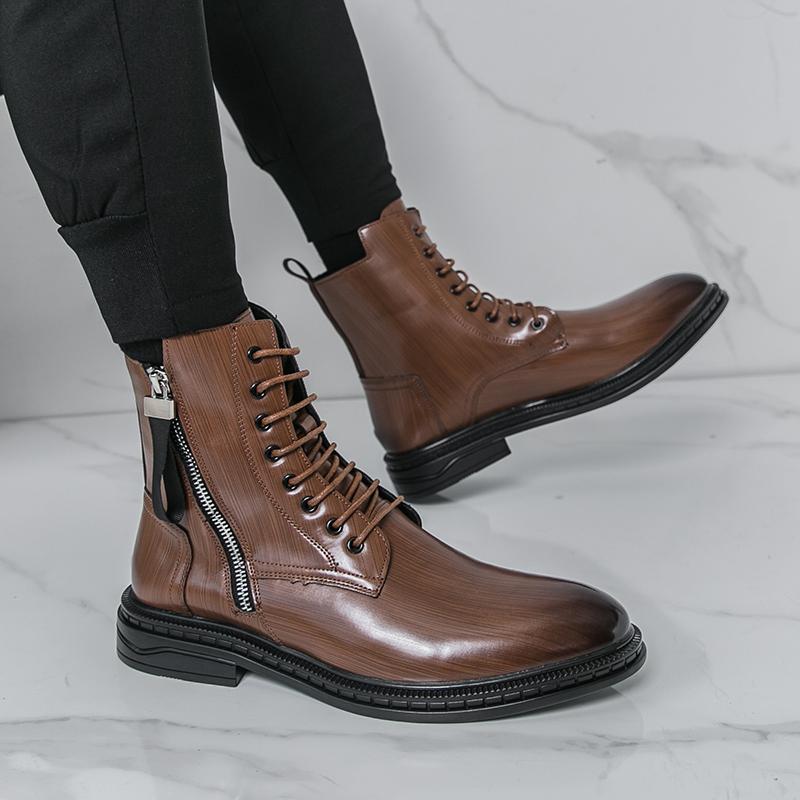 Fashion Fashion New Lace Up Mens Motorcycle Boots Classic Leisure Botas Business Walking Shoes Outdoor Cowboy Boot Man High Top Footwear