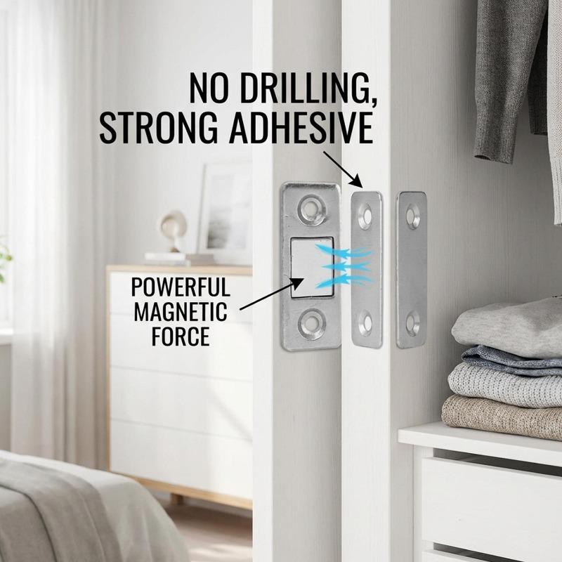 Magnetic Cabinet Catches Strong Adhesive Window Door Closer Latch Invisible Door Stopper Patch For Kitchen Bedroom Hardware Kit