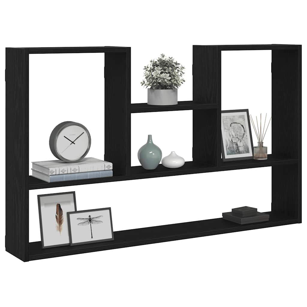 Wall Shelf In Black Oak Look 99 X 15 X 60 Cm Wood Based Material
